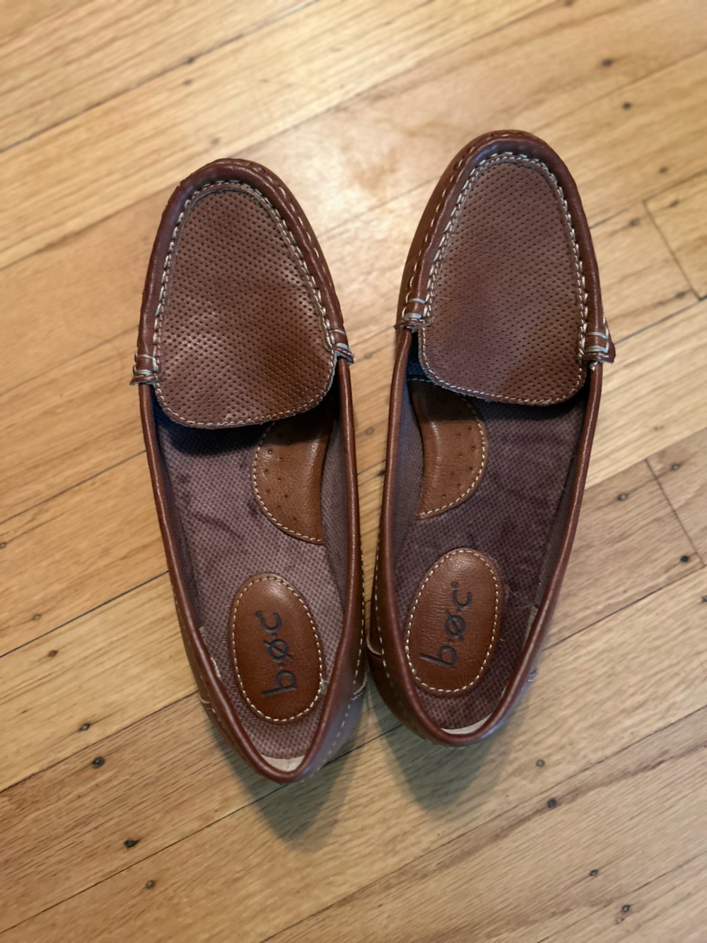 b.o.c. Women's Brown Perforated Leather Slip-On Loafers